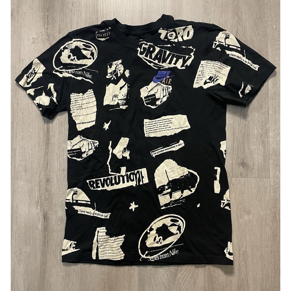 Nike Air Mens Black Legacy Double Sided All Over Print Graphic Tee Shirt sz S